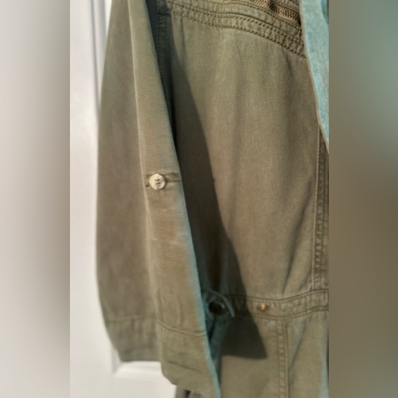 FREE PEOPLE 4 Army Green Military Utility Long Sleeve Romper Convertible Sleeves - Picture 9 of 16